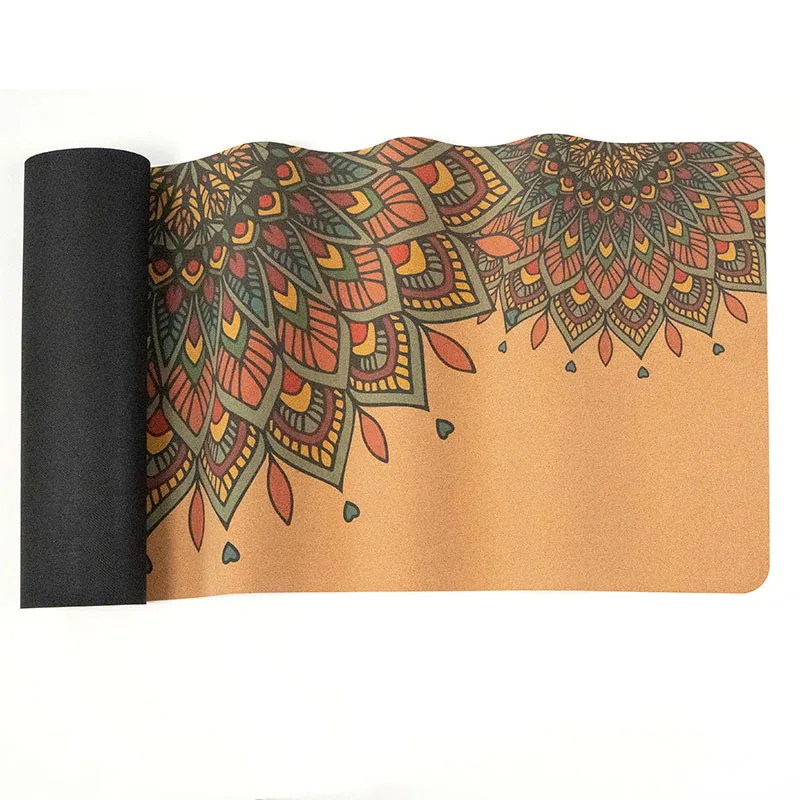 

Ready To Ship Sweat Resistant Non Slip Cork Printing Rubber Yoga Mat 5mm with Multi Designs