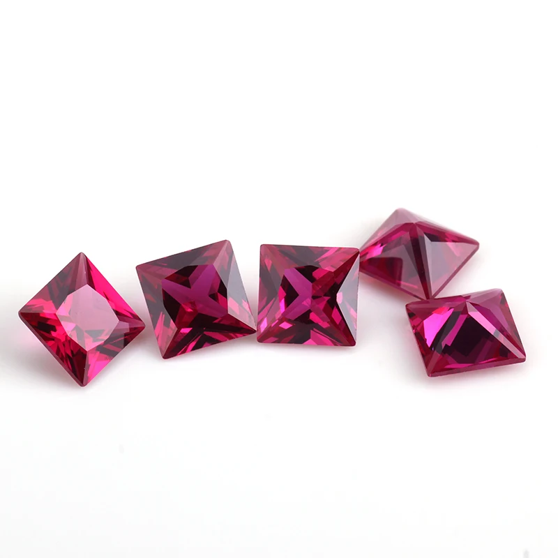 

Starsgem corundum ruby stone 5# princess cut ruby rose makeup wholesale, Red