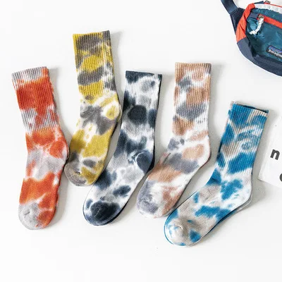 

CT High Quality terry new arrived fashion dye socks wholesale crew sport tie die novelty socks