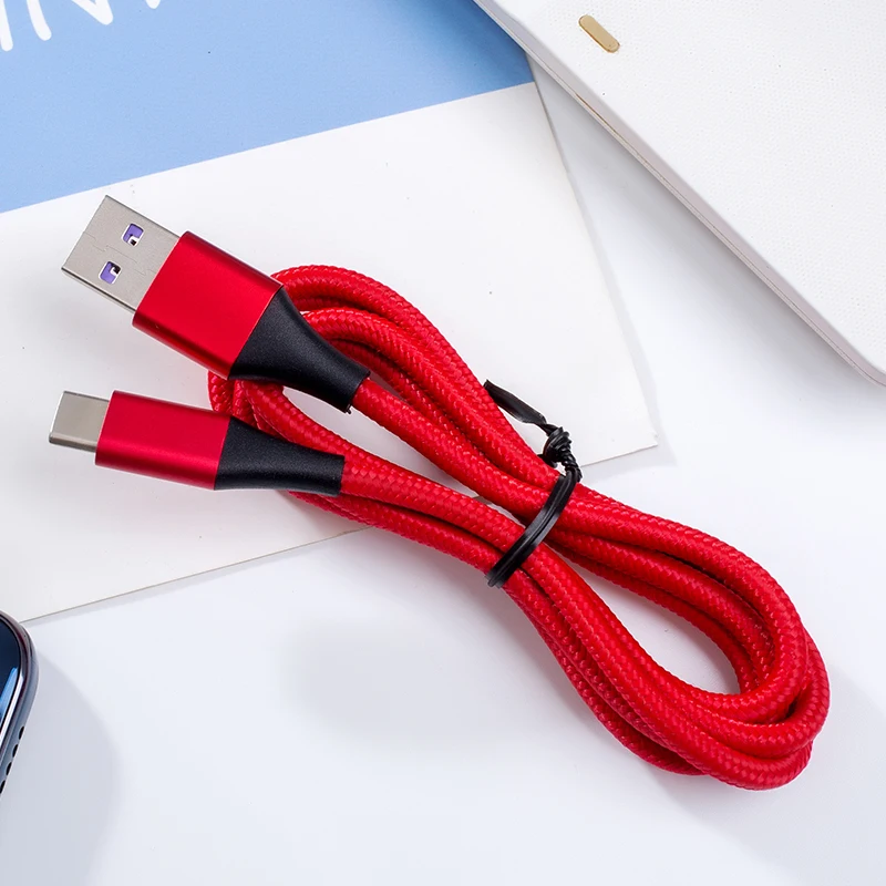 

Customized Length The High Speed Transmission 5A Fast Charging Usb2.0 Am To Type C Data Cable, Red/black/blue,custom