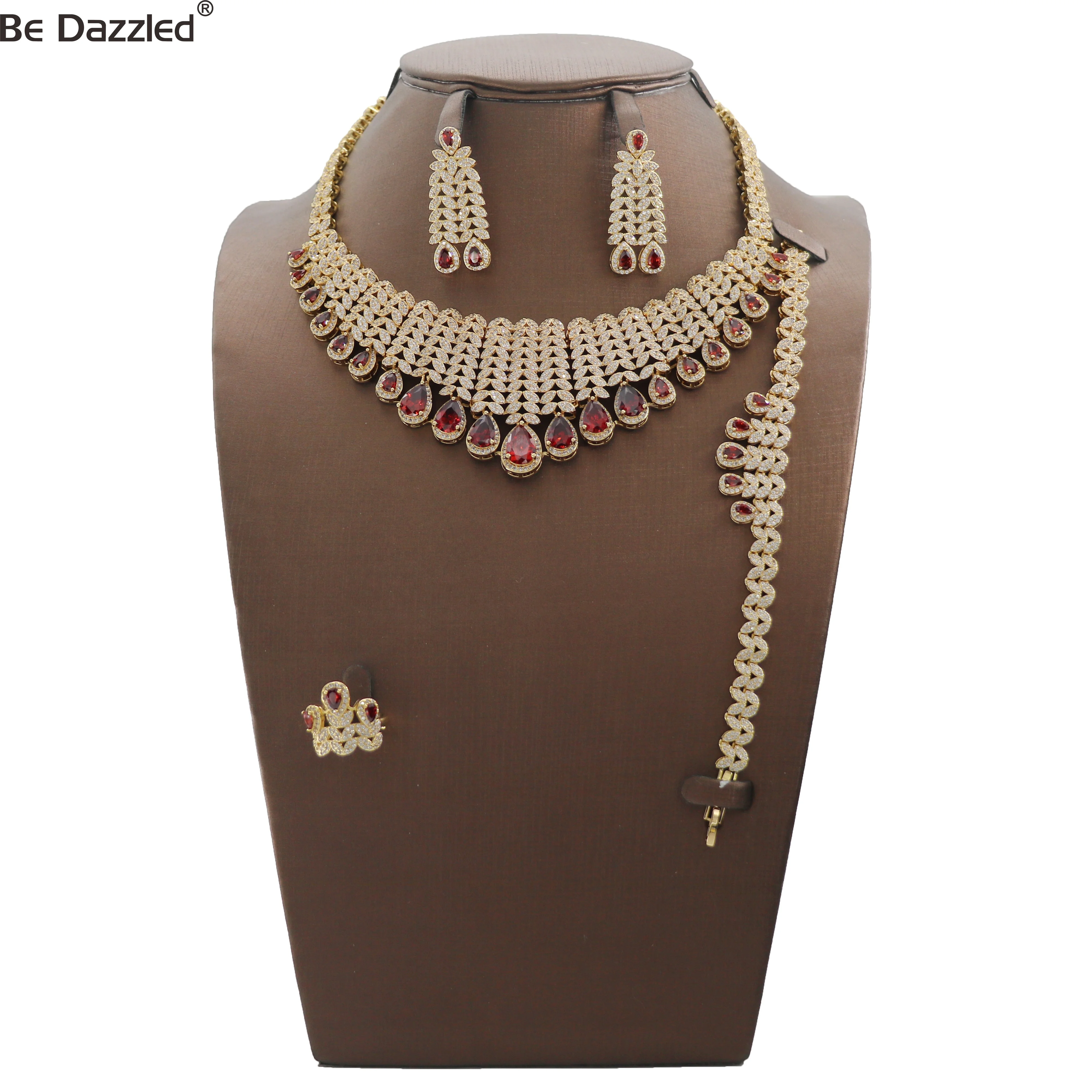 

New African Luxury Bridal Jewelry Gold Drop And Flower Handmade Jewelry Set With Bracelet Earrings For Nigerian Weddings Women