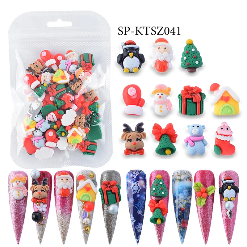 

2021 new cartoon 3D Nail Charm Assortment /100PCS Nail Charms Christmas Nail Art, Mix color