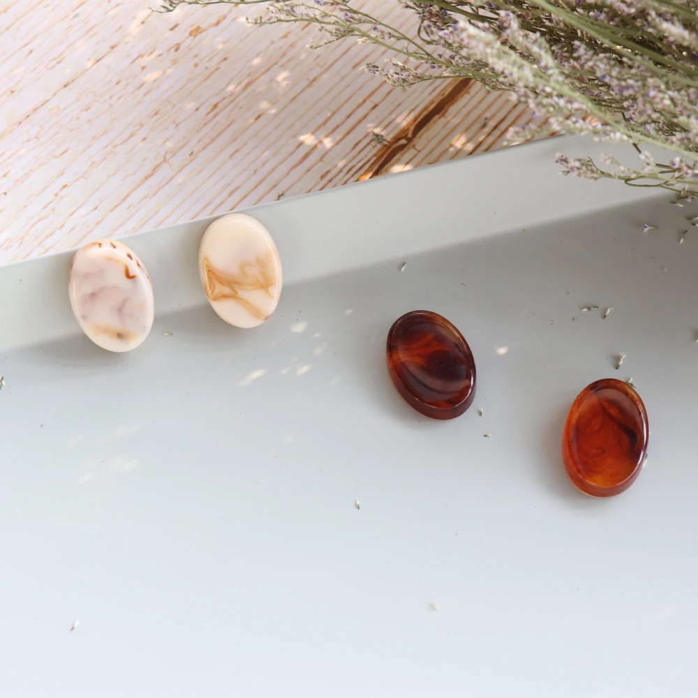 

Korea New Trendy Colorful Shell Resin Oval Stud Earrings For Women Fashion Vintage Jewelry