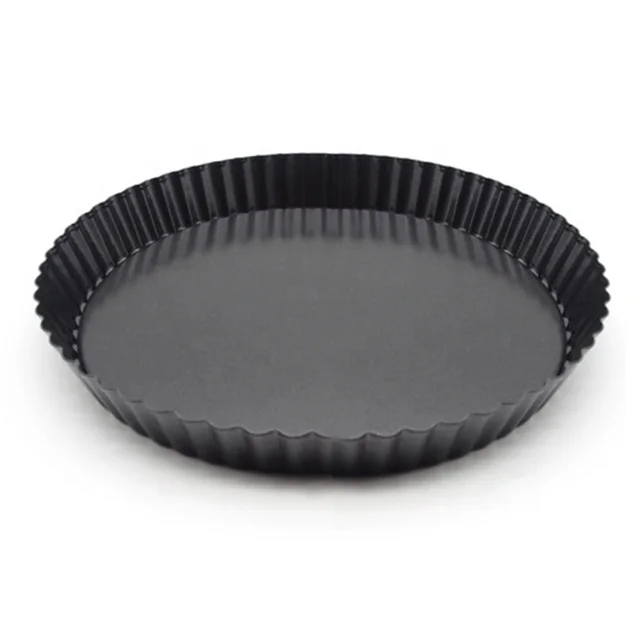 

9IN Pizza Pans With Removable Bottom Round Baking Pan Non Stick Carbon Steel Molds Pies Cheese Cakes Desserts Quiche pan, Black