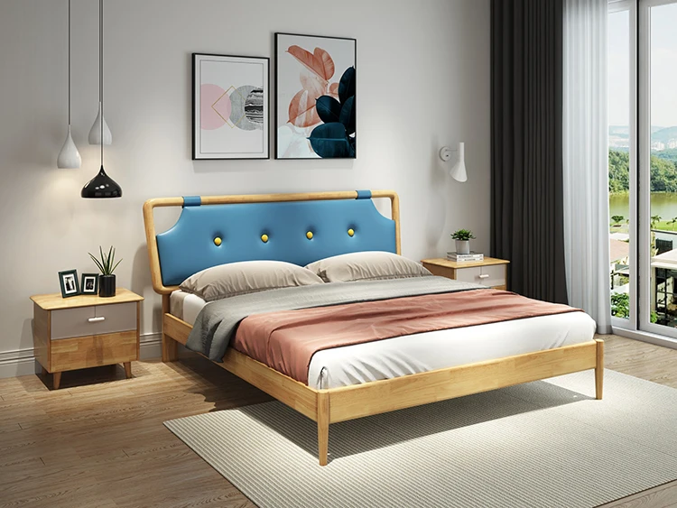 Usine de meubles Foshan nordique derniere conception de meubles de chambre a coucher en bois massif