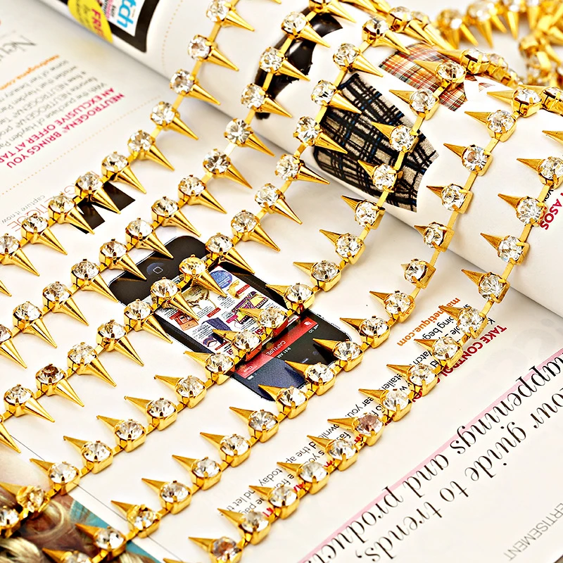 

XuQian New Arrival Gold Plated Rhinestone Cup Chain for Jewelry Making, Colored