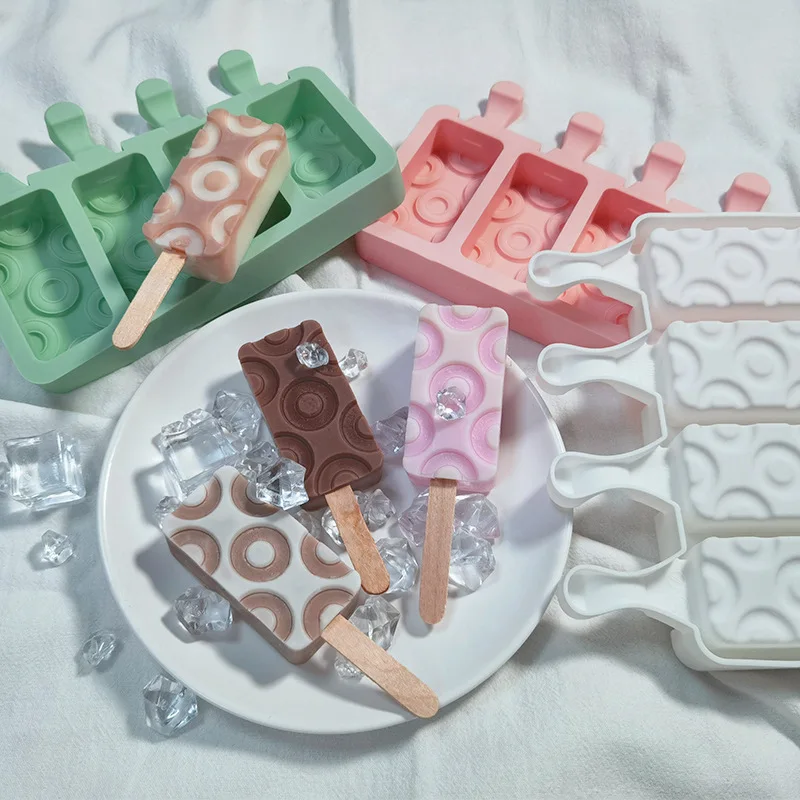 

GC DIY Homemade 4 holes moldes para helados ice cream tools popsicle mold food grade silicone ice cream molds, Accept customized color