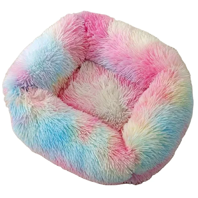 

Fashionable plush dog beds luxury pet bed for dog Pet nest cat deep sleep plush round kennel Teddy cat soft dog bed mat, Picture