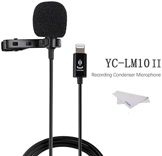 

YICHUANG YC-LM10II Lavalier Lapel Omni-directional Audio Video Recording Lavalier Condenser Microphone for iPhone X Xr Xs max 8