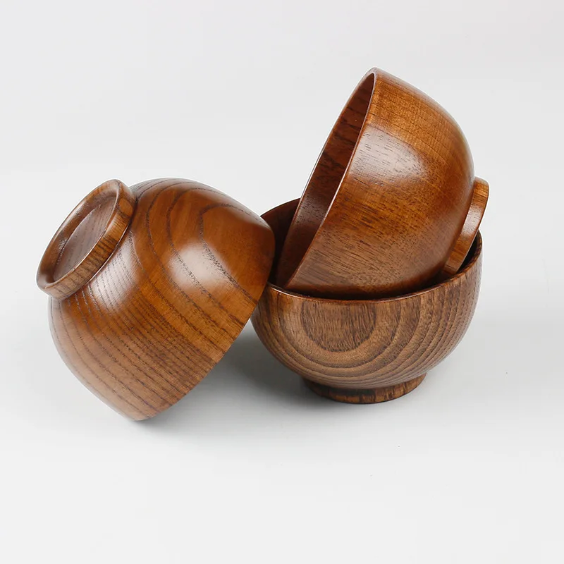 

OEM Nature Wood Nature Lacquered Wooden Bowl for Soup and Rice Wooden Handmade Tableware, Natural