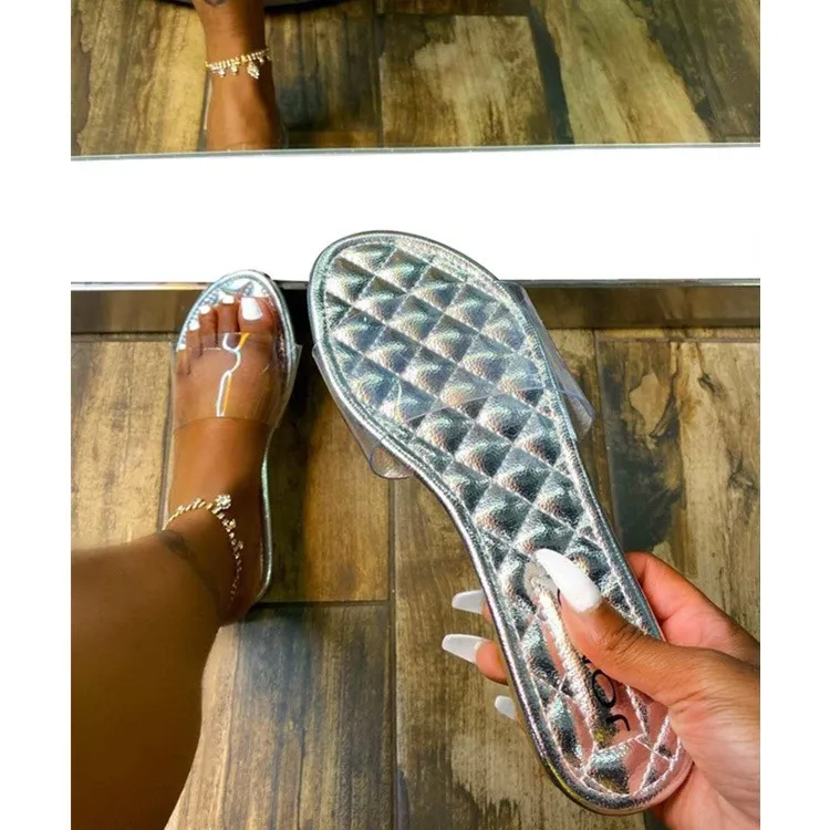 

Lady leather clear slippers elegant beach outdoor torybruch sandals jelly flat sandals for women 2021 summer clear sandals, Picture