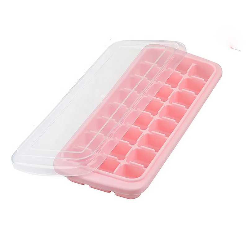 

Best Sell Kitchen Accessoeries Facorty Direct Sell Silicone Ice Moulds Ice Cube Trays With Lid, White,blue,green,pink