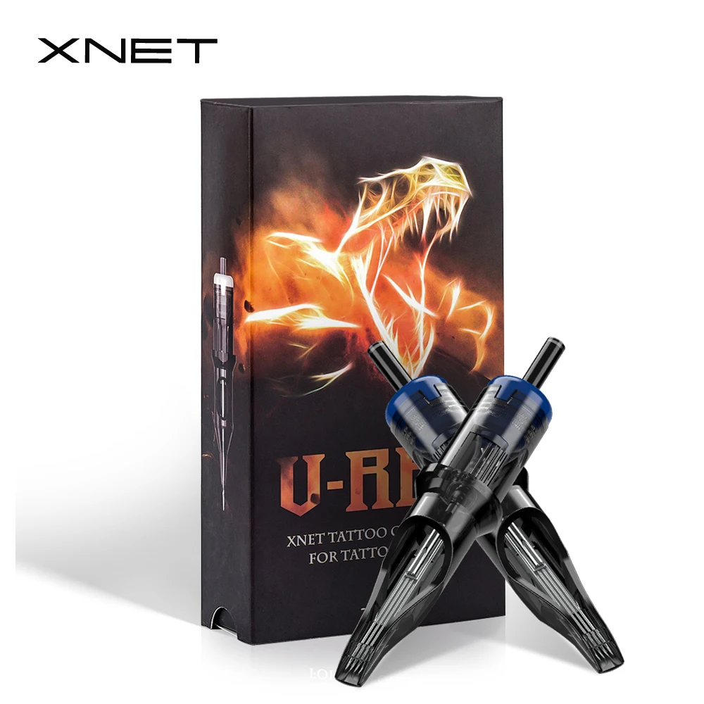 

XNET 20pcs Disposable Premium M1 0.35mm Permanent Makeup Tattoo Cartridge Needles for Cartridge Machines Grips, Blue grey