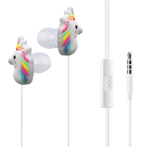 In-ear Wired Stereo Unicorn Shape Cute Cartoon Headphone PVC Earphone With Logo
