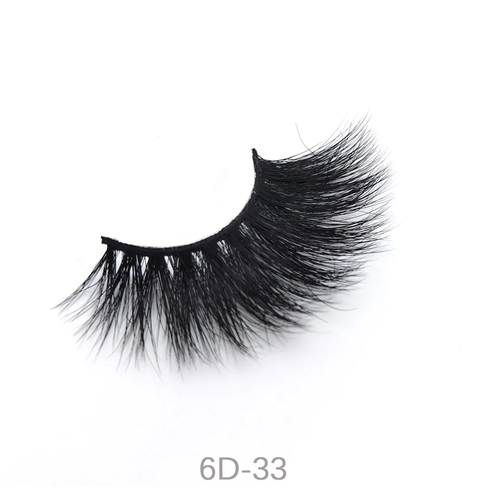 

top quality natural 6d curly mink eyelashes with magnetic eyelash packaging, Black