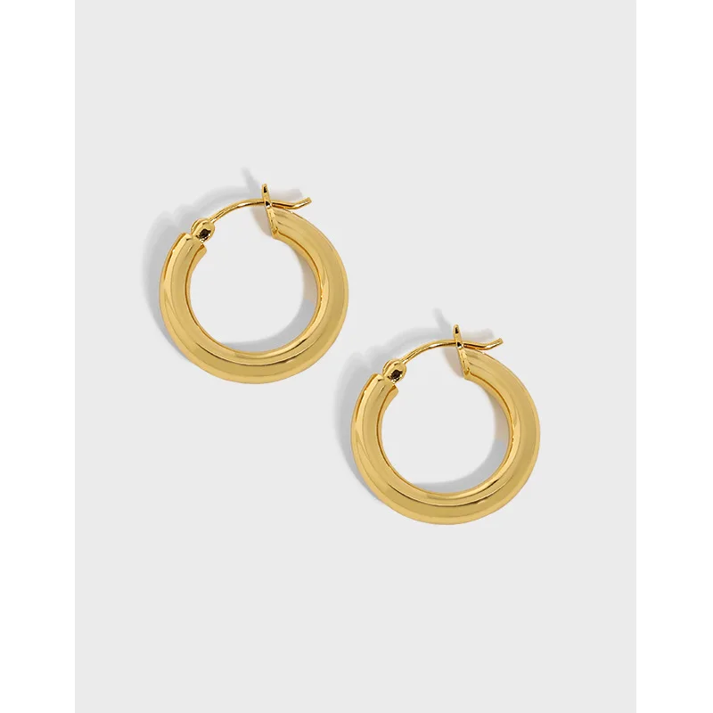 

Vintage Design 18MM 22MM Hoop Earring 925 Sterling Silver Earring Solid Circle Big Gold Hoop Earrings for Women