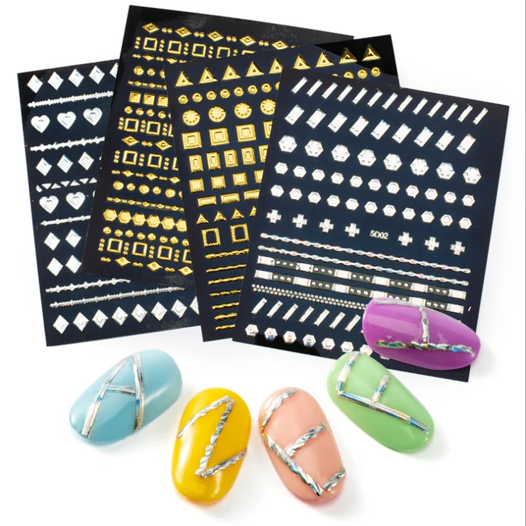 

5d New Fashion Multi-style Bronzing Gold Sliver Luxury Nail Art Sticker