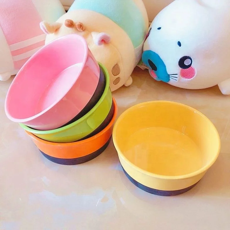 

Pet Color Matching Melamine Imi-Tation Ceramic Bowl Cats Dogs Drinking, Pink green yellow orange