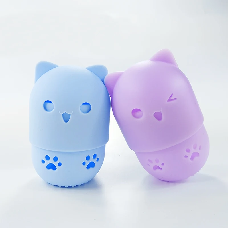

Cute Cat Make up Blender Travel Storage Container Silicone Makeup Sponge Case