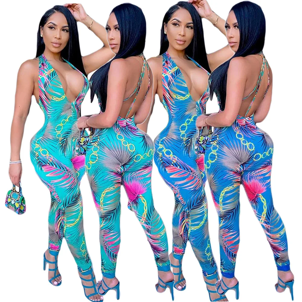 

sexy outfit woman 2021 romper print casual womens jumpsuit wholesale jumpsuits and rompers women with low price