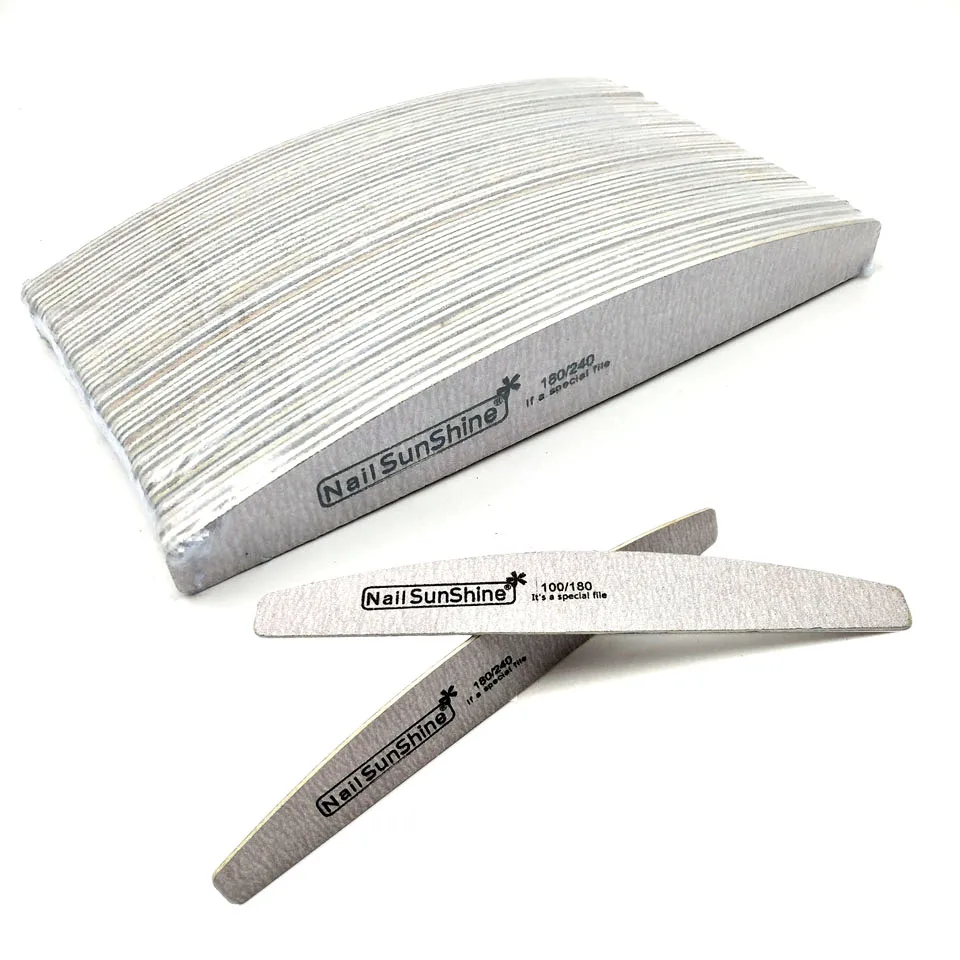 50Pcs/pack Wooden Nail File Buffing 100/180/240 Sandpaper Diamond Curve Washable Nail Buffer Manicure Pedicure Tools