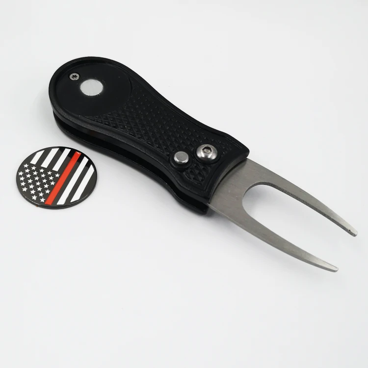 

customized automatic golf repair tool america golf divot tool, Blue red black silver, green, etc