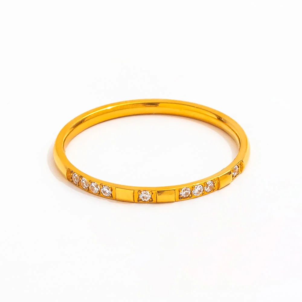 Joolim Jewelry Wholesale Classic 18K Gold Plated CNC Inlay Dainty Stainless Steel Rings for Women Waterproof Tarnish Free
