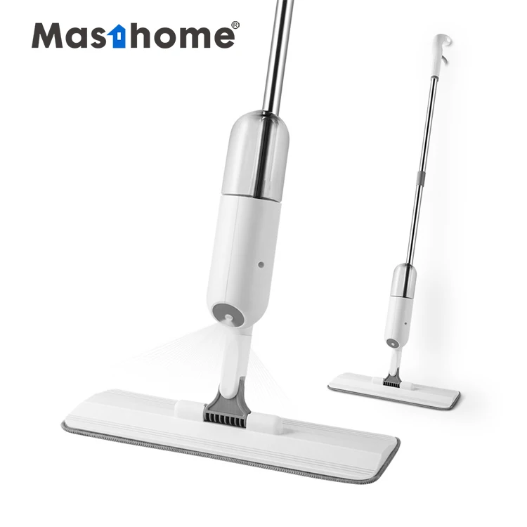 Masthome 3 Rods Microfiber White long stainless steel handle durable easy cleaning water spray mop