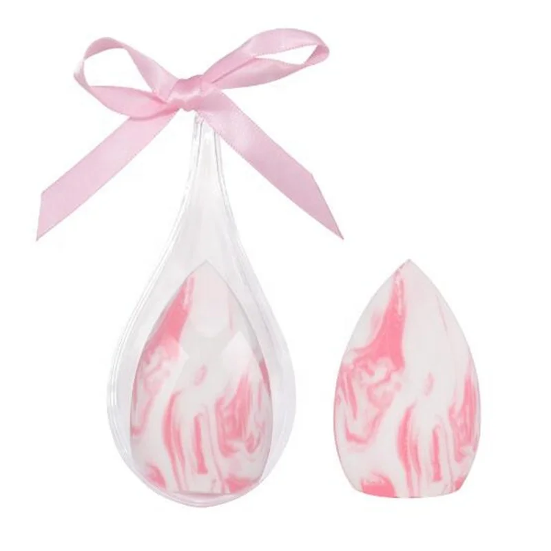 

Flocking Teardrop Bulb Shaped Makeup Sponge with Box, Pink+white