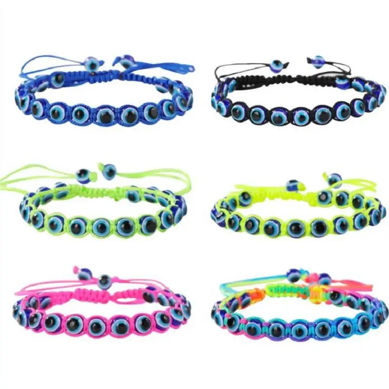 

Handmade Turkey Blue Evil eye Charm Bracelets For Women Braided String Rope Fatima Beads Chain Bangle Fashion Jewelry