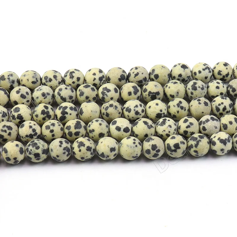 Cheap On Stock Natural Round Polish Dalmatian Jasper Stone Beads for Jewelry Making 4mm 6mm 8mm 10mm 12mm