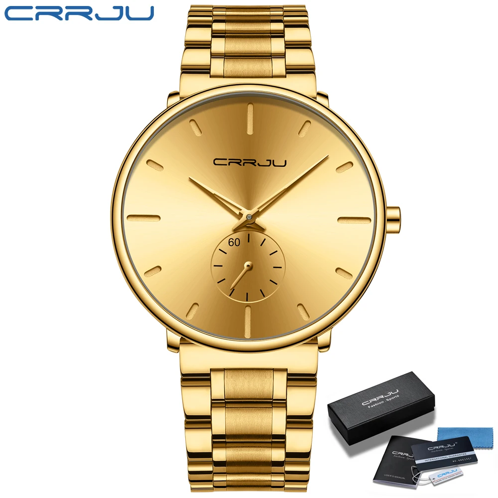 

original CRRJU factory 2150 Custom logo full stainless steel men wrist luxury brand classic watches reloj