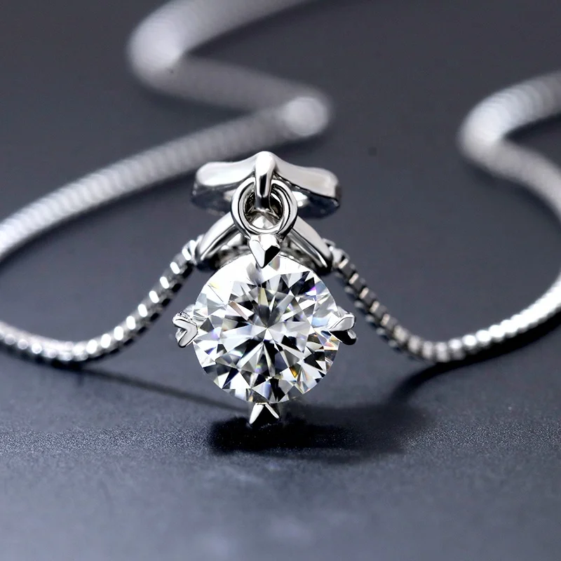 

1ct moissante necklace in silver jewelry high quality sterling 925 white gold plated moissanite diamond necklace for ladies gift