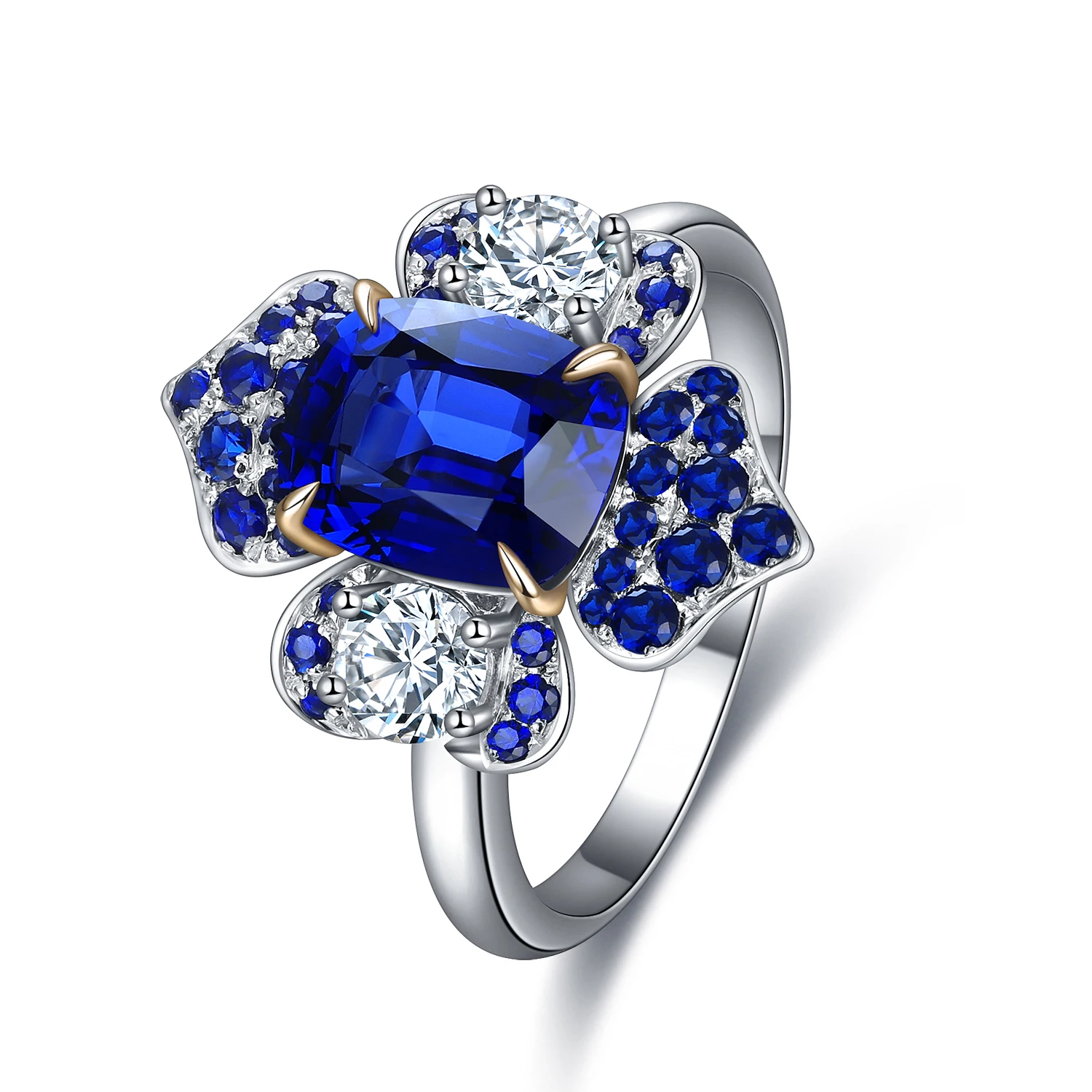 

Lab Grown Blue Sapphire Gemstone Fashionable Party Jewelry Vintage 9k Gold Ring For Women