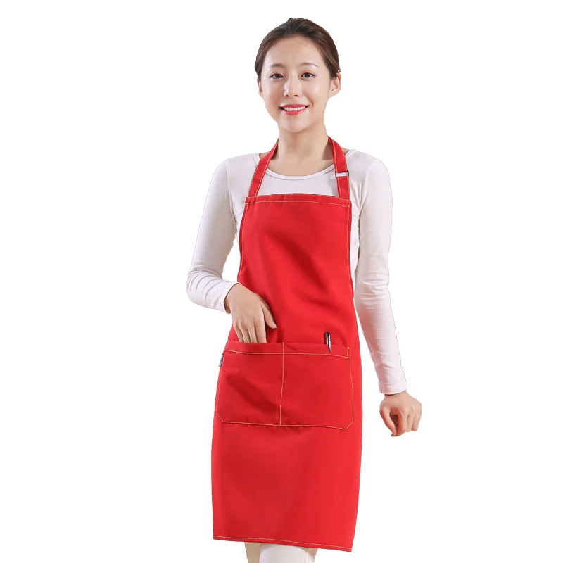 Best promotion product custom print logo waterproof polyester-cotton garden bbq canvas apron for women