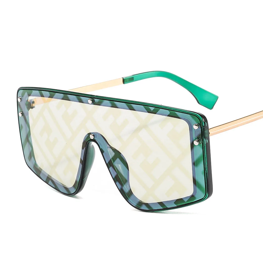 

2020 New arrival F letter watermark one-piece sun glasses square frame oversized men women sunglasses