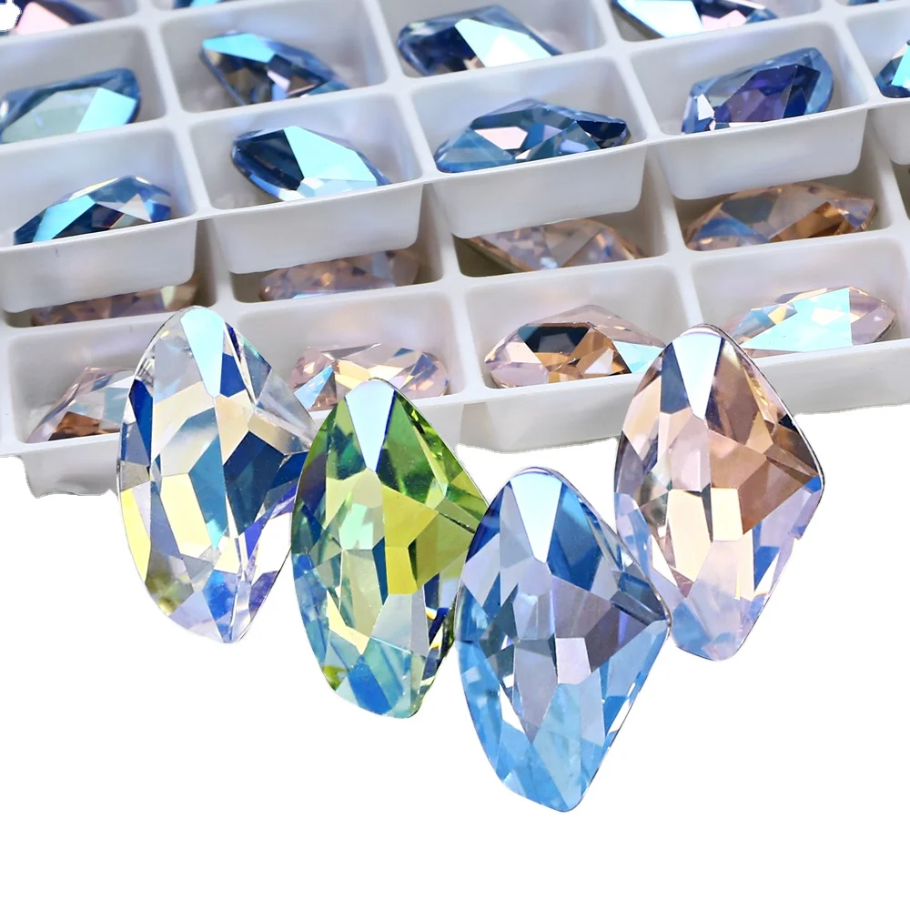 

Dongzhou crystal High quality K9 crystal custom plating color 14*9mm Galactic Shape Crystal fancy Stones For jewelry making