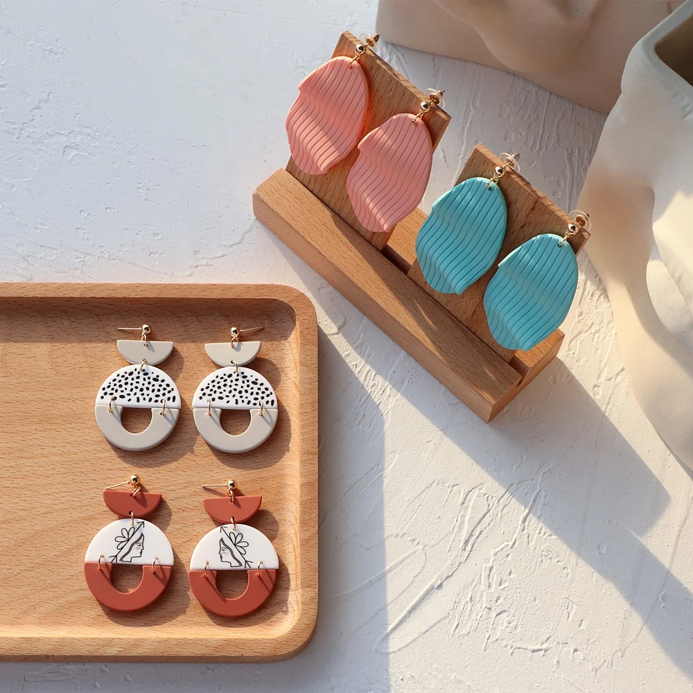 

JUHU 2020 New Fashion Design Clay Acrylic Geometric Irregular Round Elegant Simple Cute Earrings for Women Korea Jewelry Gifts, Colorful