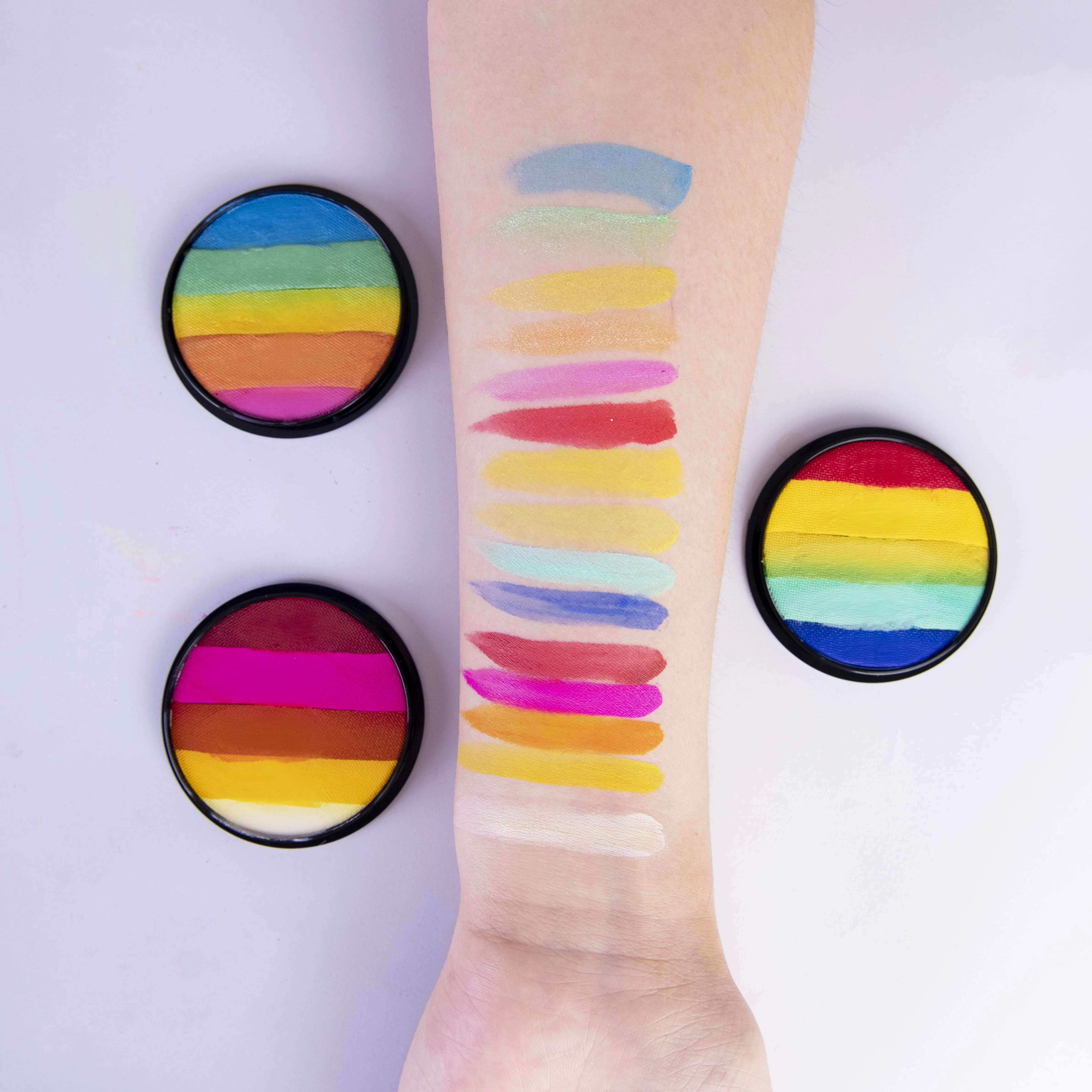 

professional water activated Halloween makeup cake rainbow face and body paint for kids, Custom