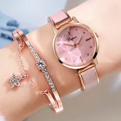 2PCS Lvpai Brand Women Bracelet Watches Luxury Ros