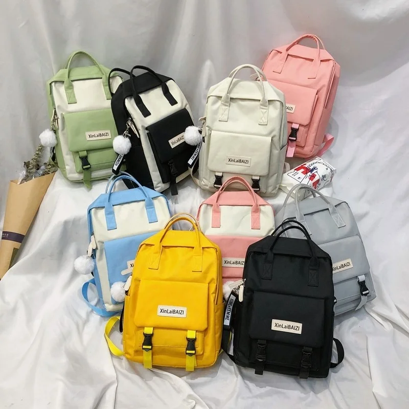 

Amazon three-piece backpack female school bag waterproof large capacity 2020 new backpack, Blue