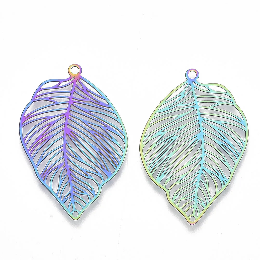 

PandaHall 201 Stainless Steel Monstera Leaf Filigree Pendants