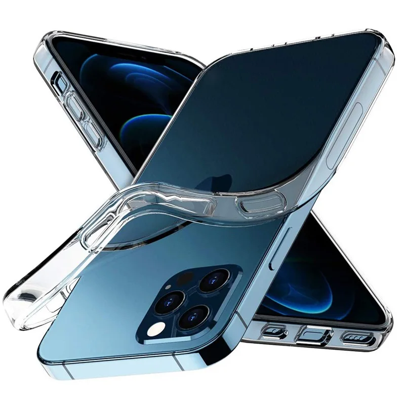 

Transparent Soft TPU Shockproof Mobile Phone Case For iphone 13 12 11 Pro Mini Max X XS XR 8 7 Cell Phone Clear Cover Cases, Clear transparent