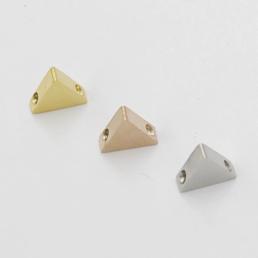 

High Polished Custom Gold Silver DIY Jewelry Accessories Pendant Making Stainless Steel Triangle Shaped Charm, Gold,silver,rose gold,
