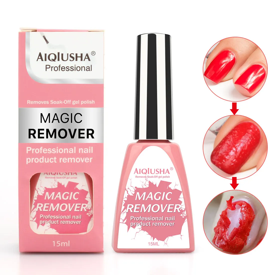 

AIQIUSHA Magic Remover Gel Polish Suit 15ml Nail Glue Remover Bottle OEM Available Magic Nail Polish Remover