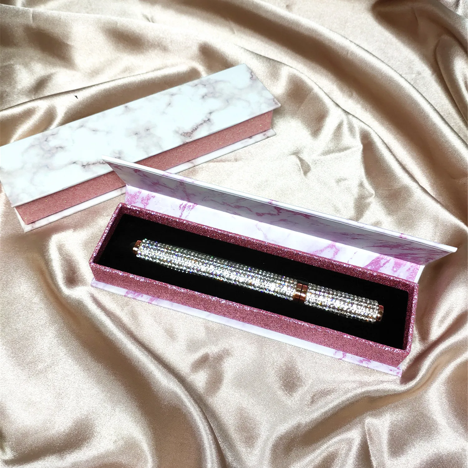 

magic self adhesive eyeliner pen for eyelashes with packaging box Free samples magnetic adhesive eyeliner glue pen, Black brown transparent