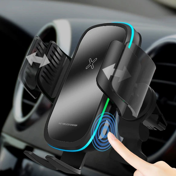 New Arrival 2021 Smartphone Holder 15W Coil Sensor Fast Qi Wireless Charger Car Air Vent Mount Mobile Phone Holder, Customized