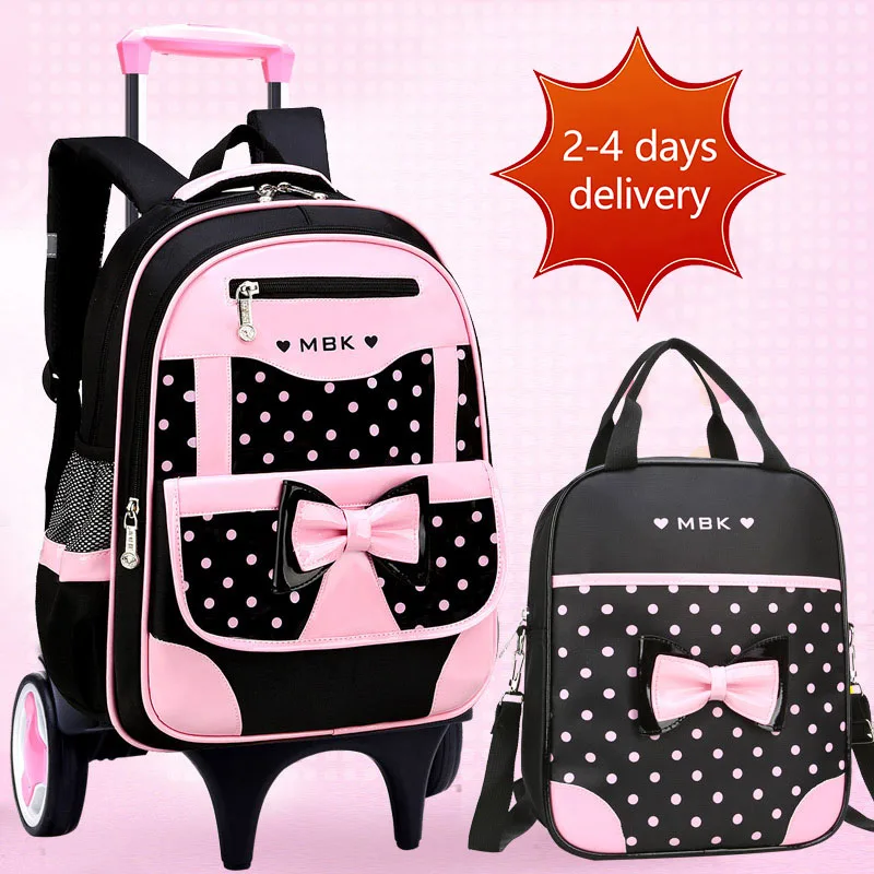 

Wholesale cartoon detachable children trolley school bag with wheels kid student Hot trolley school bag