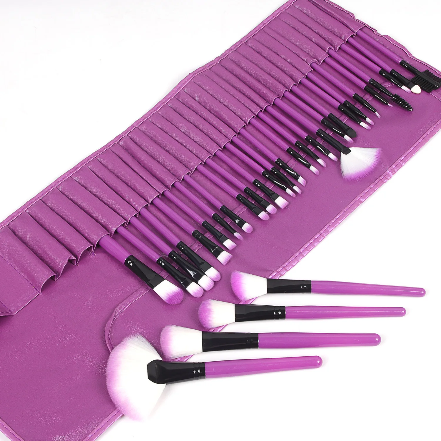 

32pcs colorful handle cosmetic tools brushes set beginners eye shadow brushes beauty accessories Juego de brochas de maquillaje, Black/pink/purple/brown/red/wooden