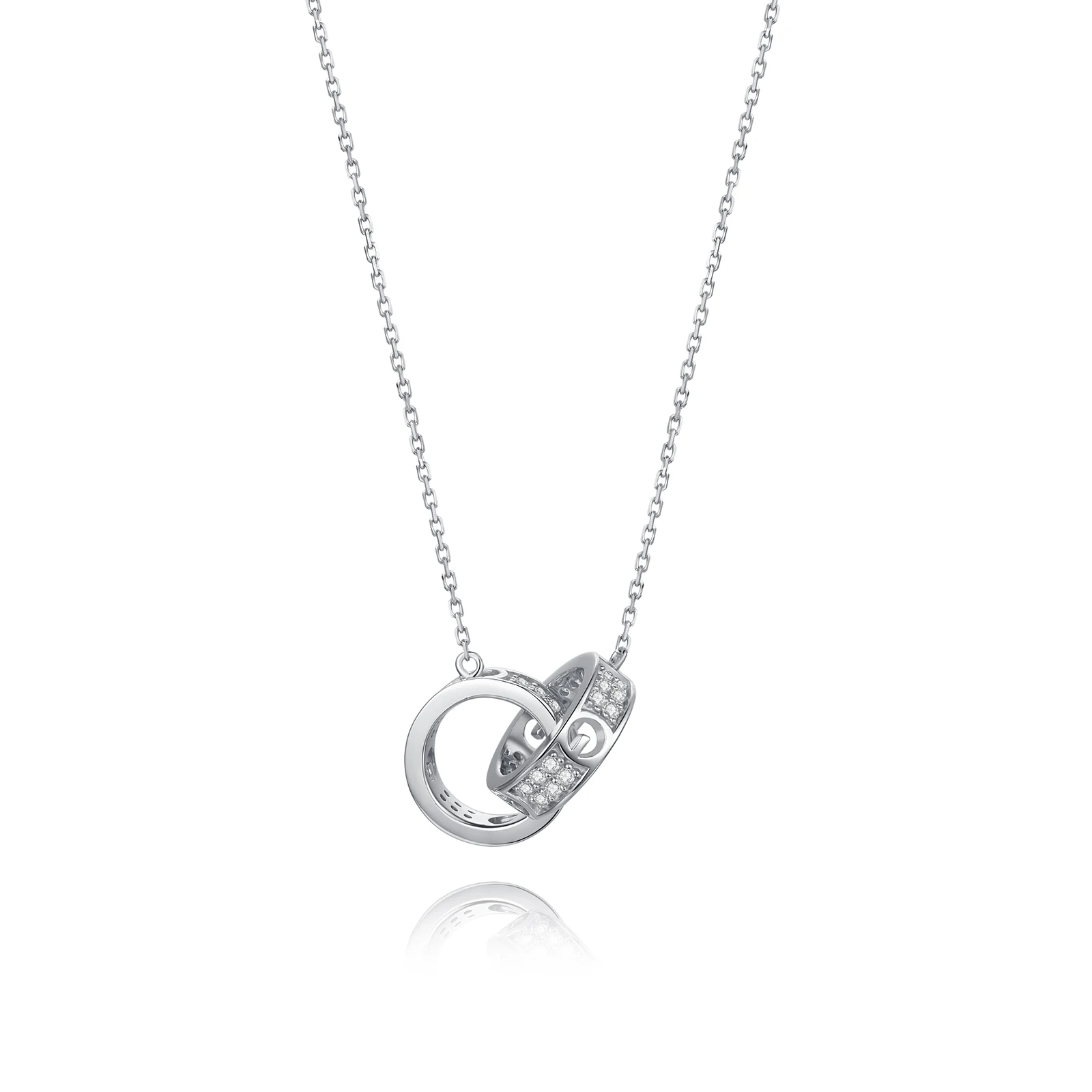 

Factory Outlet Double Circle CZ Rose Gold Plated Choker Necklace 925 Sterling Silver Jewelry